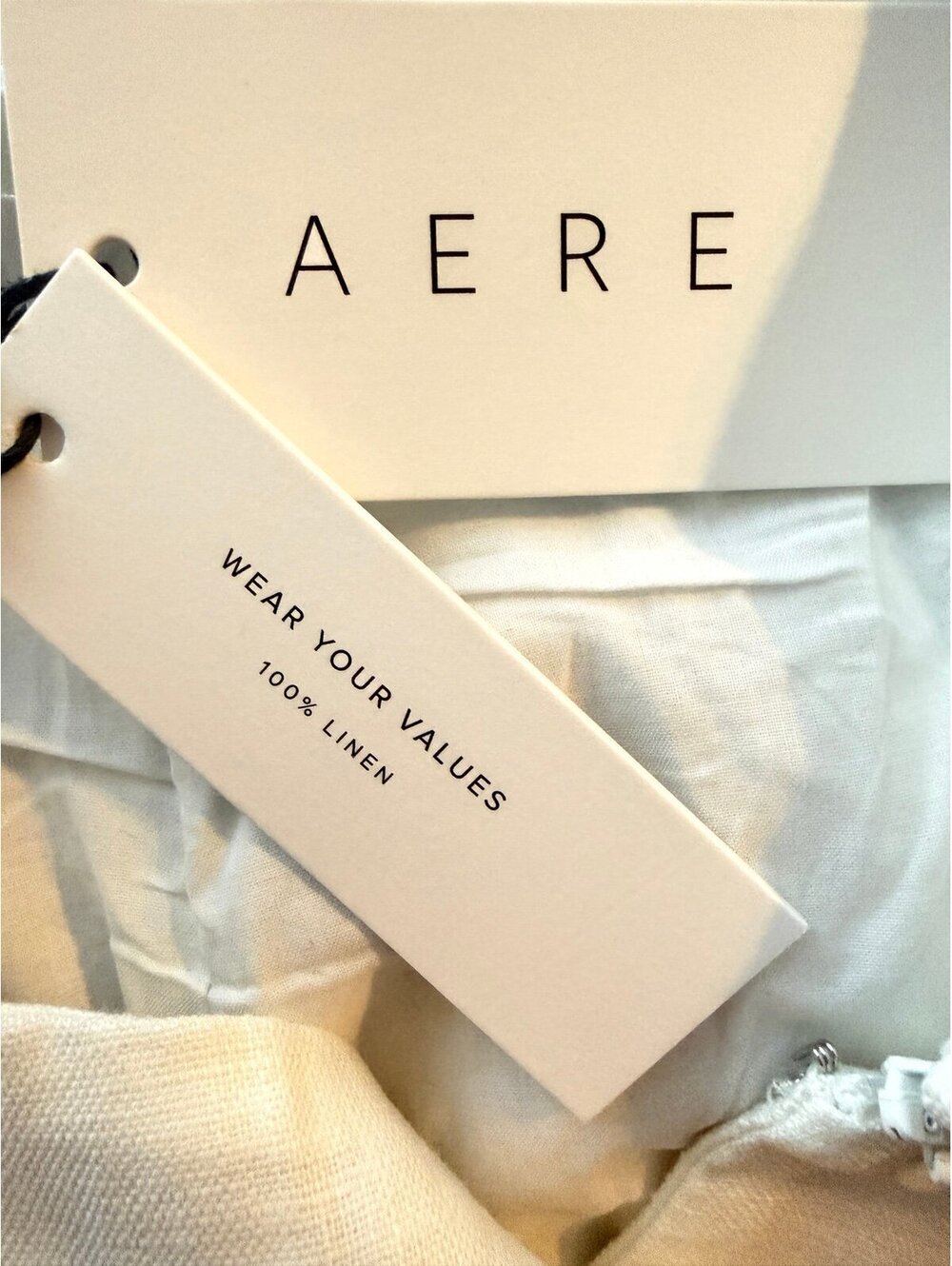 AERE High Waist 100% Linen Pants White Wide Leg Lined Side Zip Women’s Size 18 - Picture 5 of 7